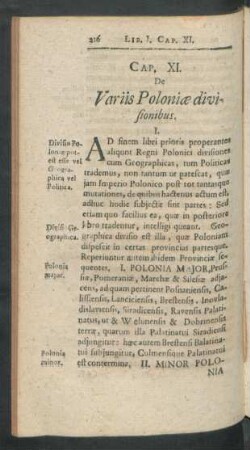 Cap. XI. De Variis Poloniae divisionibus.
