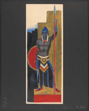 [Figurine: große Neger als Begleiter des Königs vor Amneris: 2 Kostüme]