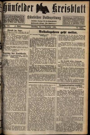 Erste Ausgabe vom Dienstag, den 05. November 1929.