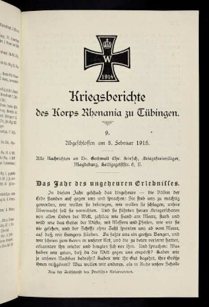 237-272, Kriegsbericht Nr. 9: 8. Februar 1915