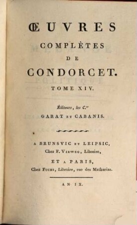 Oeuvres complètes de Condorcet. 14