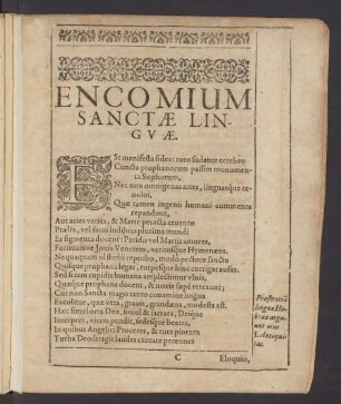 Encomium Sanctae Linguae.