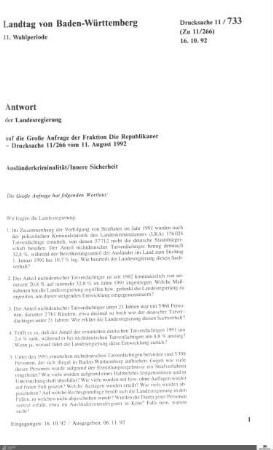 Anfrage der Republikaner: Ausländerkriminalität