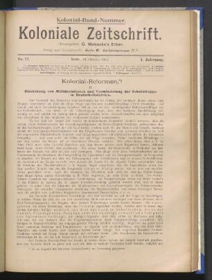 No. 22. Berlin, 29. Oktober 1903