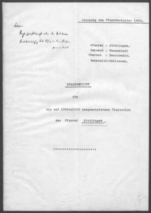 Züttlingen: Pfarrbericht 1930