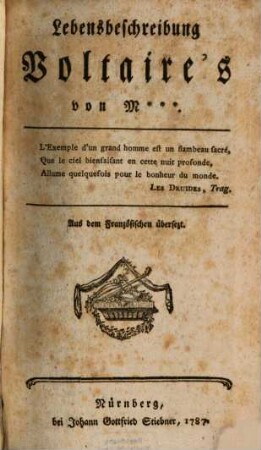 Lebensbeschreibung Voltaire's