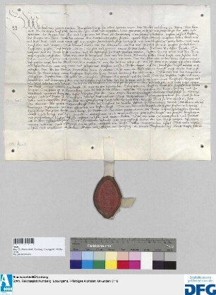 Georius, Abt des Klosters St. Egidien in Nürnberg, stellt ein Vidimus aus von dem Privileg des Königs Karl IV. vom 2. November 1347(*).