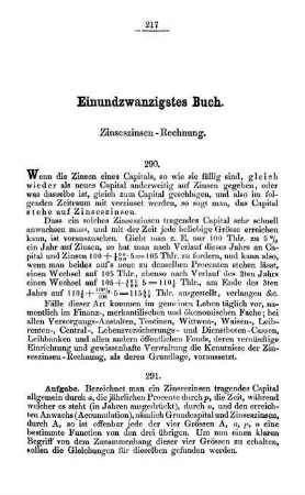Einundzwanzigstes Buch. Zinseszinsen-Rechnung.