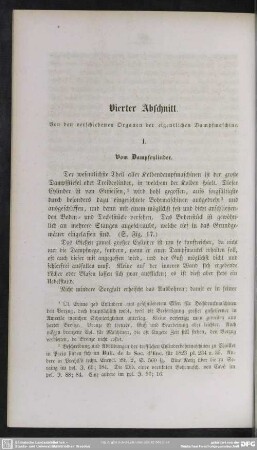 Vierter Abschnitt. Von den verschiedenen Organen der eigentlichen Dampfmaschine