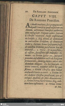 Caput VIII. De Romano Pontifice