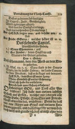 Das siebende Capitel. Unterschiedliche Gebete, ...