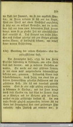134. Bereitung der reinen Salpeter- oder dephlogistisirten Luft