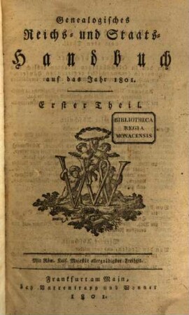 Genealogisches Reichs- und Staats-Handbuch : auf d. Jahr .... 1801