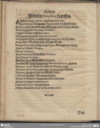 Autores In diesen Annalibus begriffen