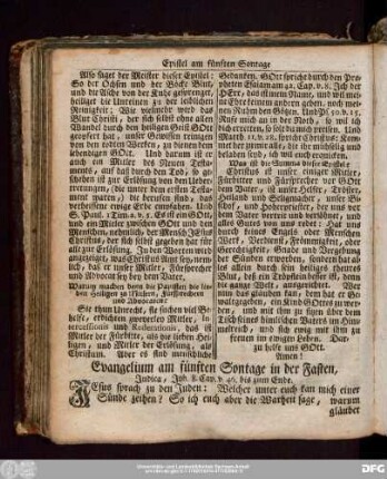 Evangelium am fünften Sontage in der Fasten, Judica, Joh. 8. Cap. v. 46. bis zum Ende.