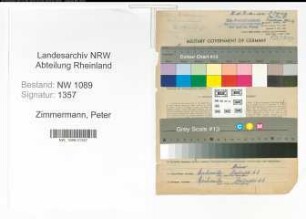 Entnazifizierung Peter Zimmermann , geb. 07.06.1899 (Polizist)