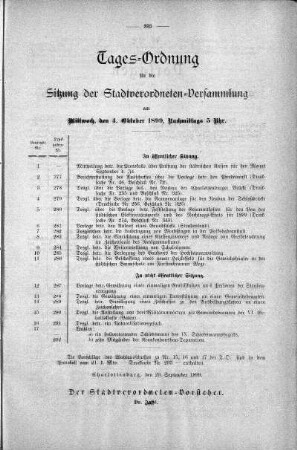 Tages-Ordnung, 4. Oktober 1899