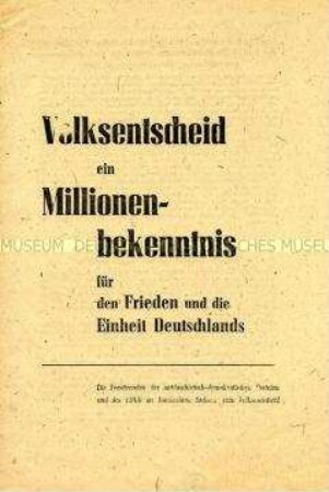 Propagandaschrift zum Volksentscheid in Sachsen