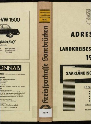 1962, Adressbuch des Landkreises Saarbrücken