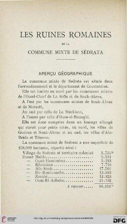 Sér. 4: Les ruines romaines de la commune mixte de Sédrata