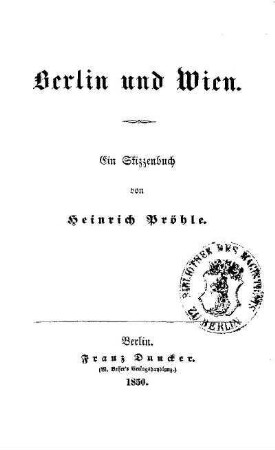 Berlin und Wien : ein Skizzenbuch