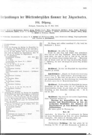 164. Sitzung, Stuttgart, 17.5.1906