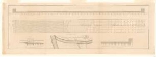 Überfall-Wehr, Küstrin: Bl. 56: Schnitt, Lage und Details (aus: Bauausführungen des preußischen Staats, Bd. 1)