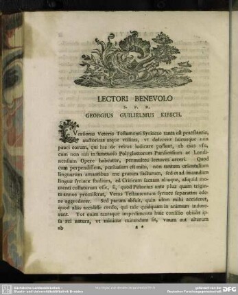 Lectori Benevolo S. P. D. Georgius Guilielmus Kirsch