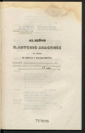 [Dedicatoria] Al Señor D. Antonio Aragonés