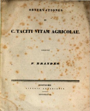 Observationes in C. Taciti vitam Agricolae