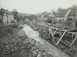 Berggießhübel. Bauarbeiten am neuen Flussbett nach der Unwetterkatastrophe am 8./9. Juli 1927