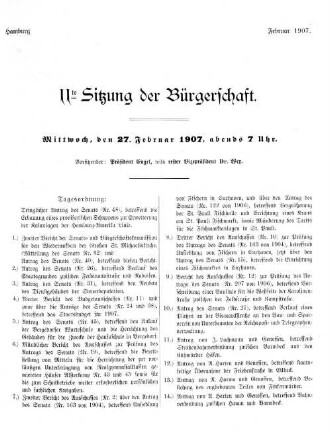 11te Sitzung der Bürgerschaft.