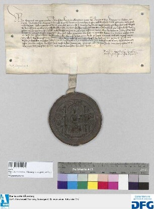 Kaiser Sigismund gebietet der Stadt Nürnberg, die jährliche Reichssteuer Ludwig dem Älteren, Grafen zu Otingen, seinem Hofmeister und Rat auszubezahlen.