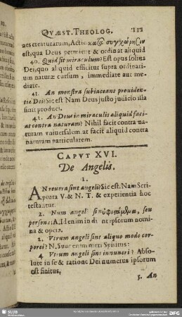 Caput XVI. De Angelis