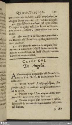 Caput XVI. De Angelis