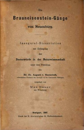 Die Brauneisenstein-Gänge von Neuenbürg