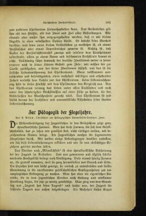 Zur Pädagogik der Flegeljahre