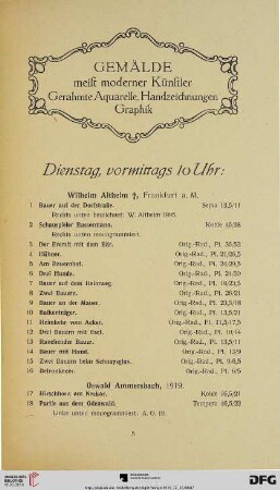 Gemälde meist moderner Künstler Gerahmte Aquarelle, Handzeichnungen Graphik (Nr. 1-257)