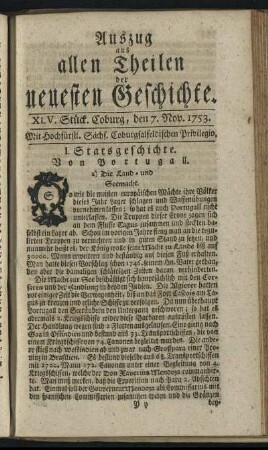 XLV. Stück. Coburg, den 7. Nov. 1753.