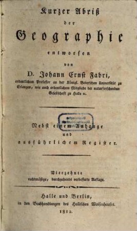 Kurzer Abriß der Geographie