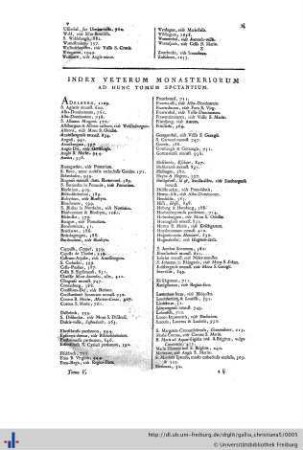 Index Veterum Monasteriorum.