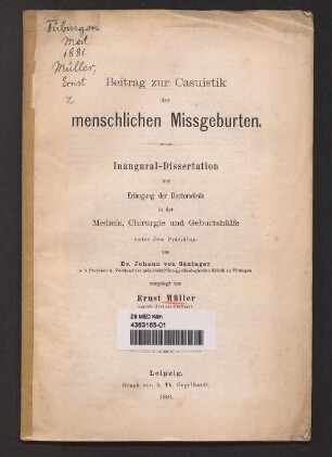 Beitrag zur Casuistik der menschlichen Missgeburten
