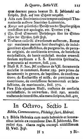 Sectio I. Biblia, Commentatores, Philologi sacri, Hebræi.
