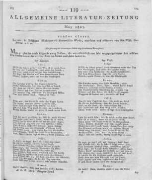 Shakespear's dramatische Werke. Übersetzt und bearbeitet v. J. W. O. Benda. Bd. 1-8. Leipzig: Göschen 1825 (Fortsetzung der im vorigen Stück abgebrochenen Rezension)