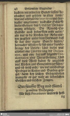 Der fünffte Weg und Mittel zu unserer Verfolgung