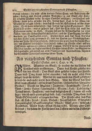 Am vierzehenden Sonntag nach Pringsten / Epistel Galat. am 5. Cap. v. 16.