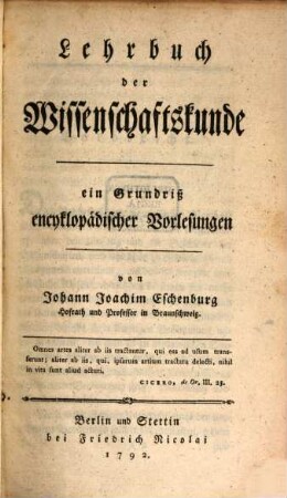 Lehrbuch der Wissenschaftskunde