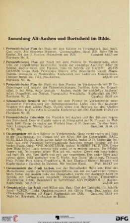 Sammlung Alt-Aachen und Burtscheid im Bilde (Nr. 1-101)