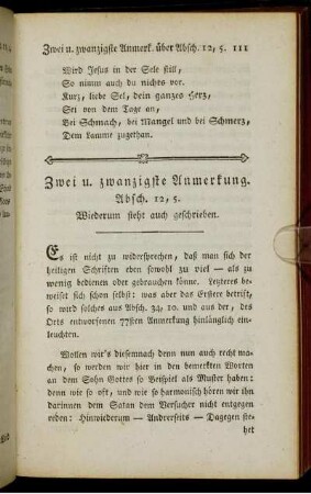 Zwei und zwanzigste Anmerkung. Absch. 12, 5. - Vier und dreissigste Anmerkung. Absch. 21, 6.