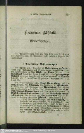 Neunzehnter Abschnitt. Gewerbepolizei